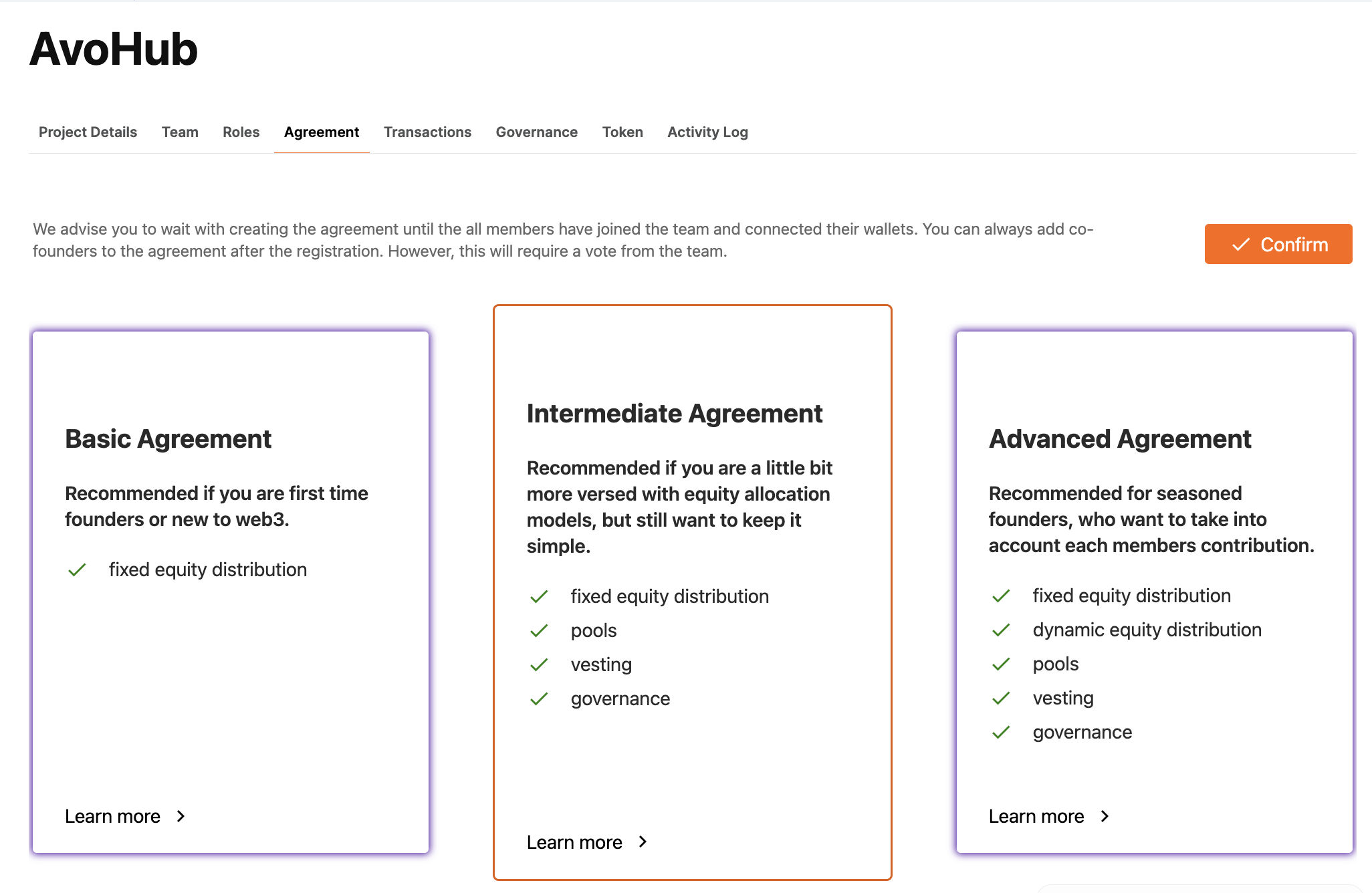 Select Agreement Type